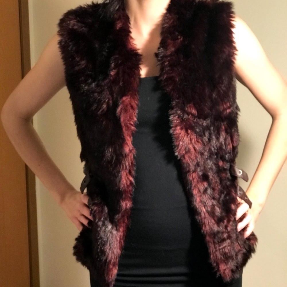 Maroon Fur Vest